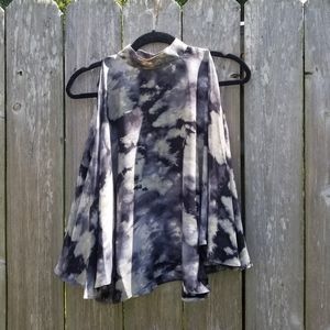 Breezy "Tie-Dye" Blouse with Sleeve Cut-Outs